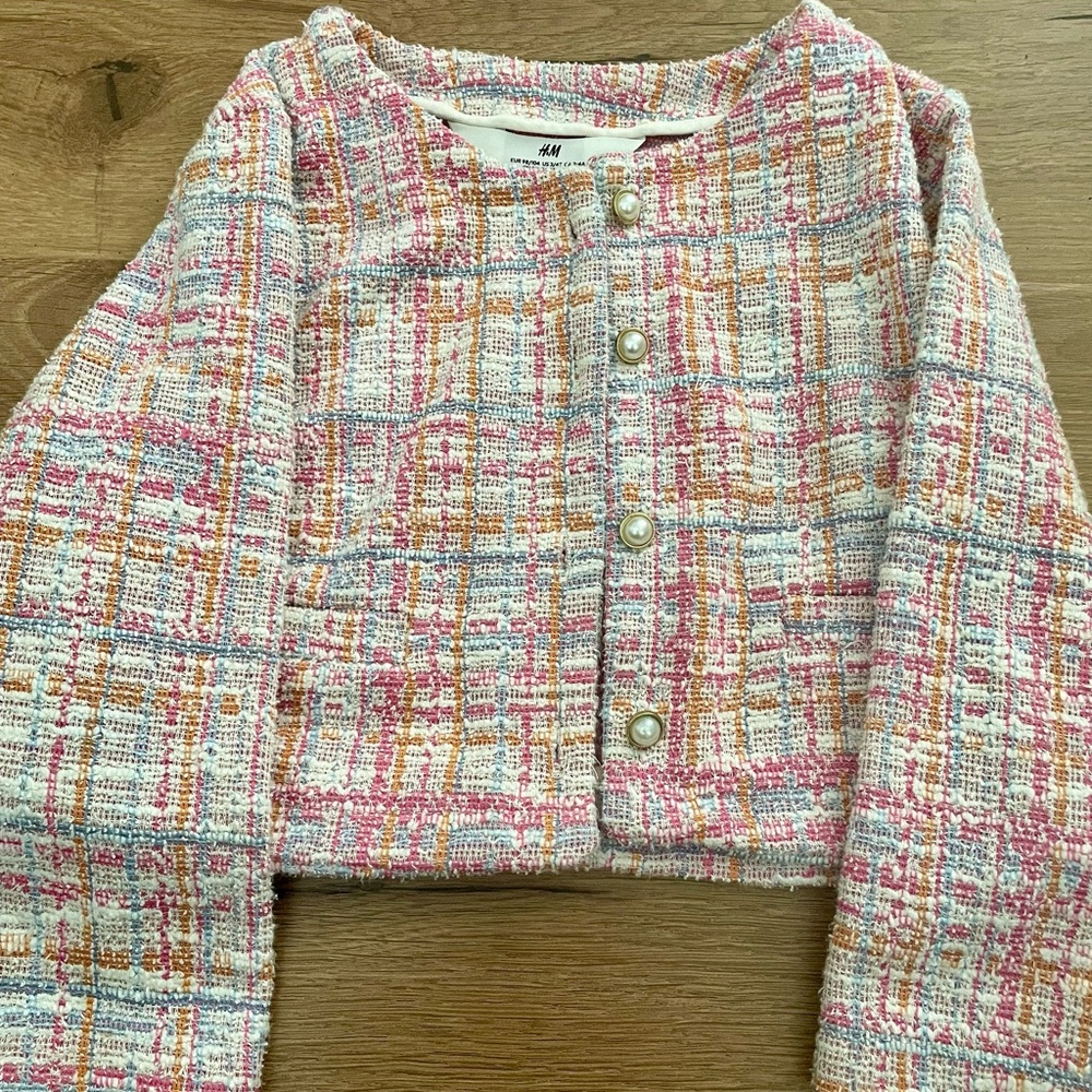 H&M  Tweed Jacket with pearl button detail